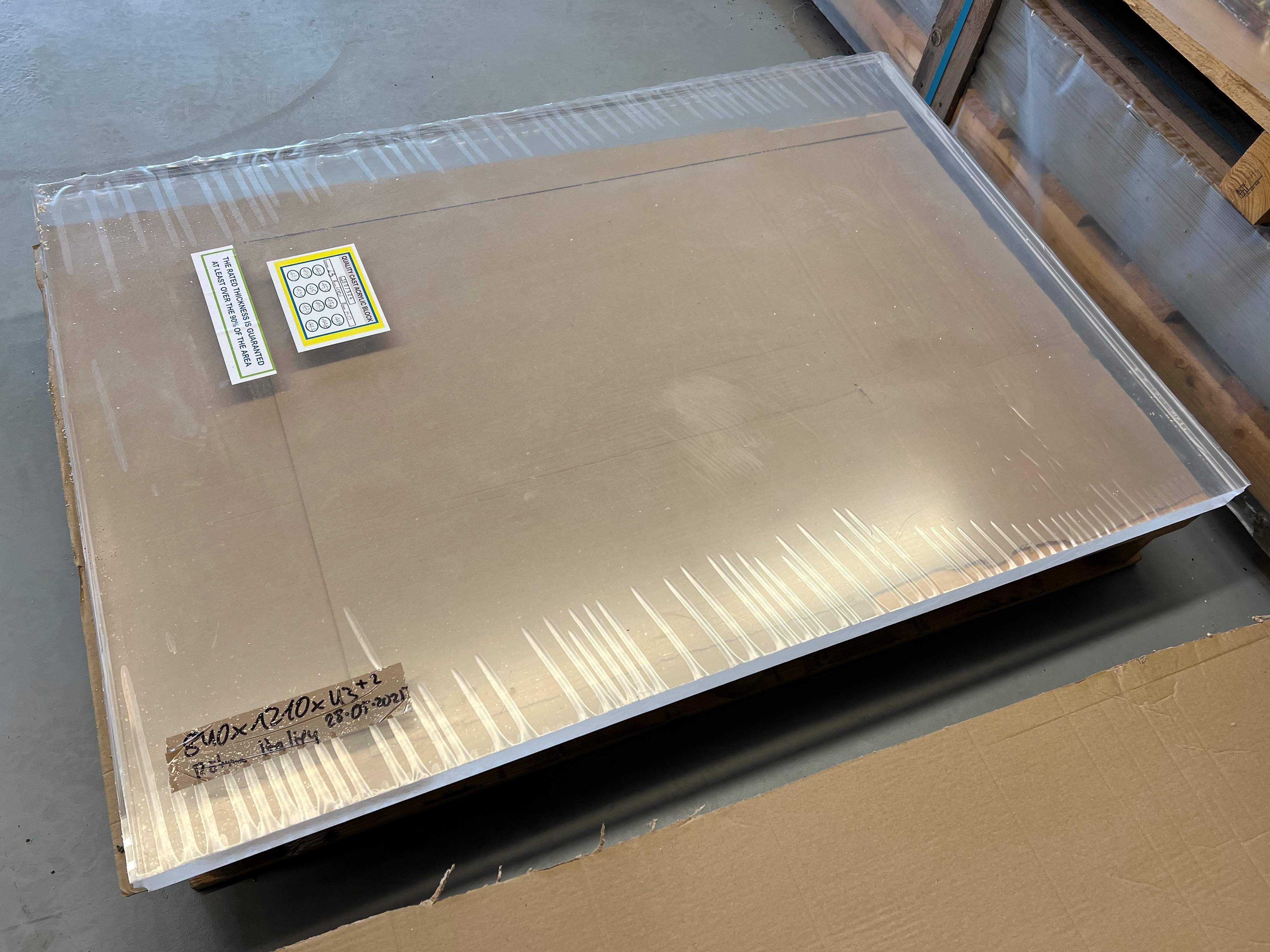Acrylglas 840 x 1210 x 43 mm, GS, farblos, Blockrest