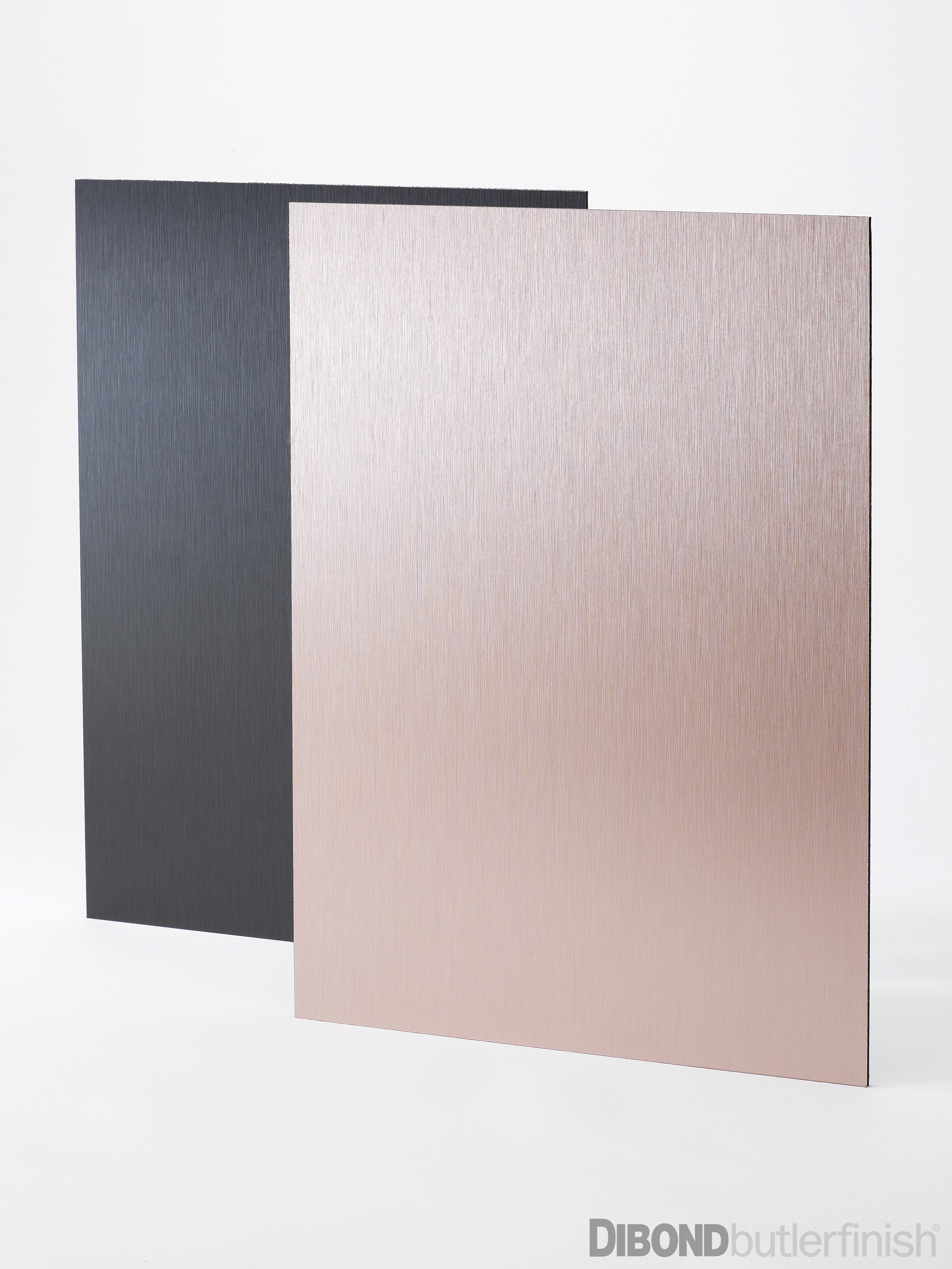 DIBONDbutlerfinish-rose-anthracitec DIBOND® Butlerfinish, anthrazit / rosé