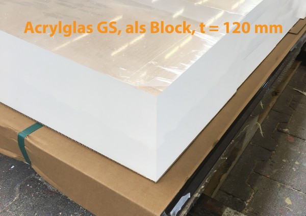 Acrylglasblock, GS, farblos, 1001, t = 120 mm