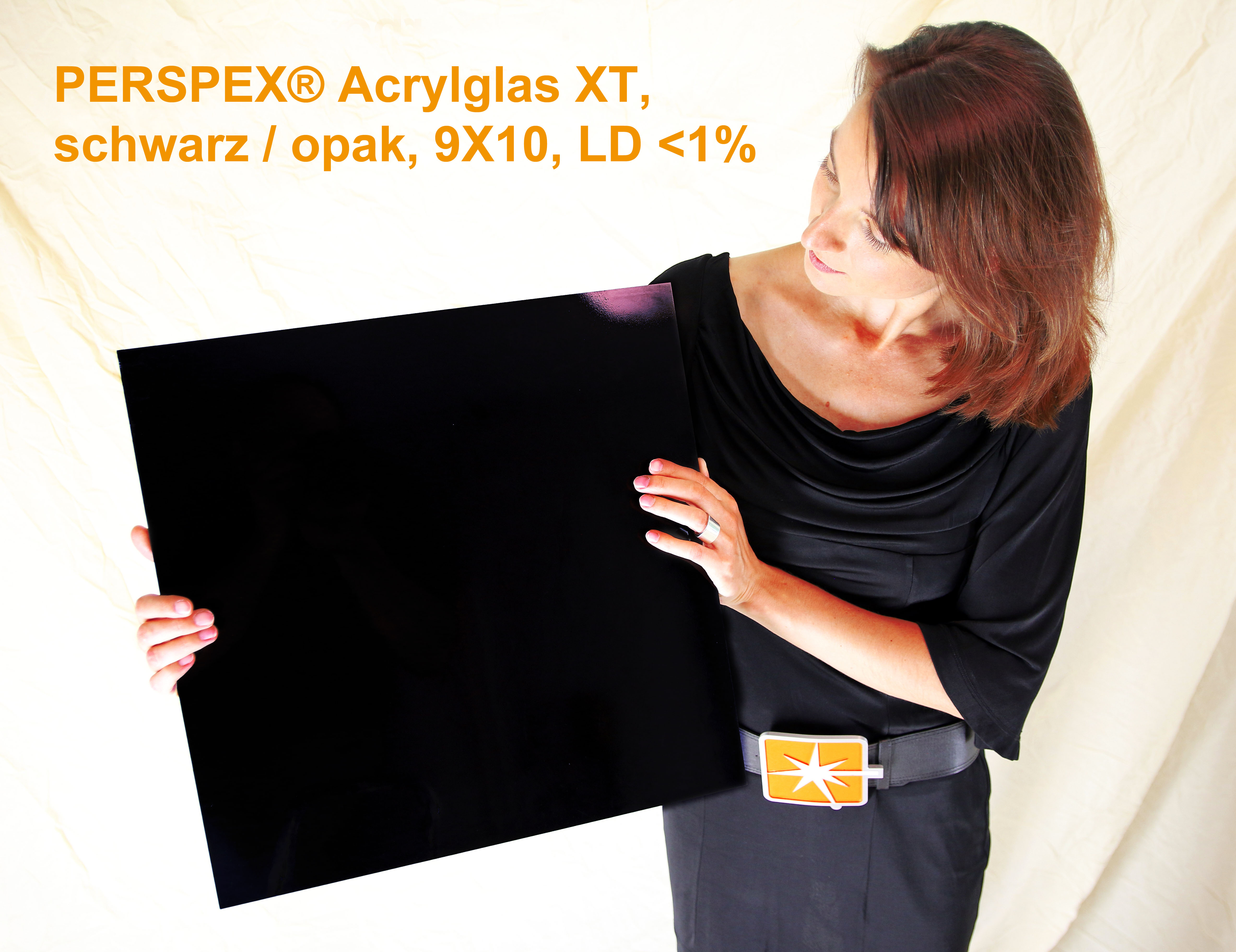 Acrylglas Perspex XT, schwarz / opak, 1000 x 2050 x 3 mm, LD < 1